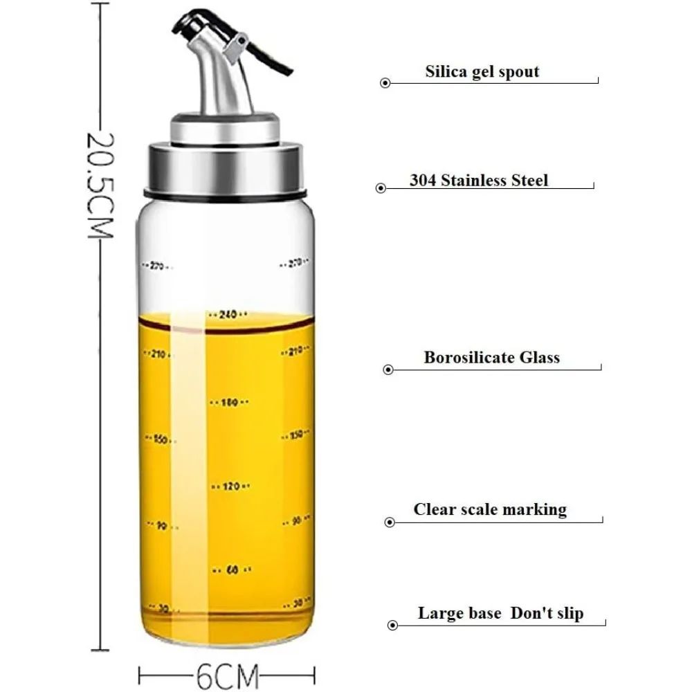 10oz Glass Olive Oil Dispenser Bottle With DripProof Spout And Measuring Scale 5