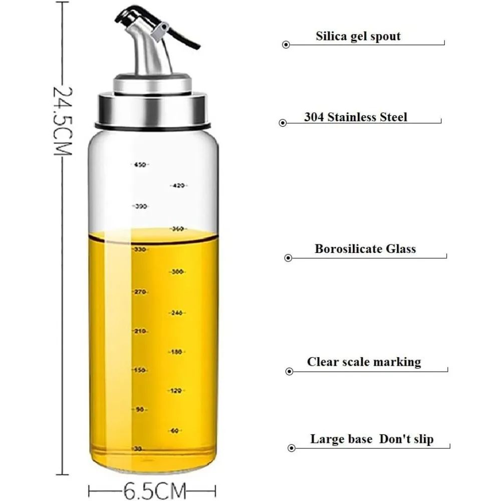10oz Glass Olive Oil Dispenser Bottle With DripProof Spout And Measuring Scale 6