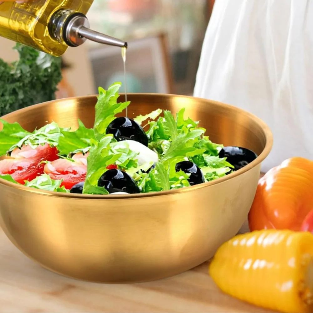 3Piece Stainless Steel Mixing Bowl Set OvenSafe Graduated Salad And Baking Bowls 3