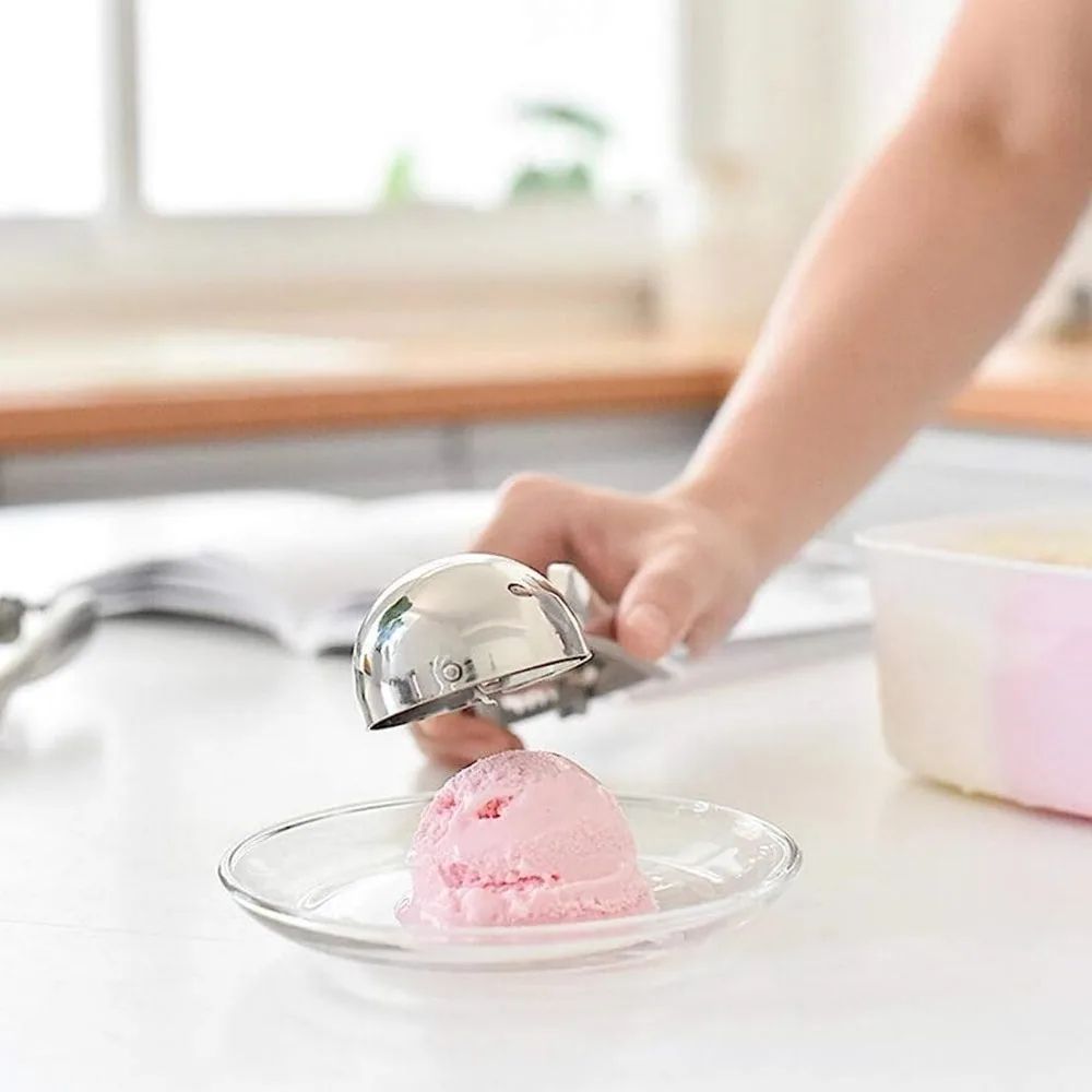 Stainless Steel Ice Cream Scoop With Spring Handle MultiPurpose Food Melon Baller Spoon 3
