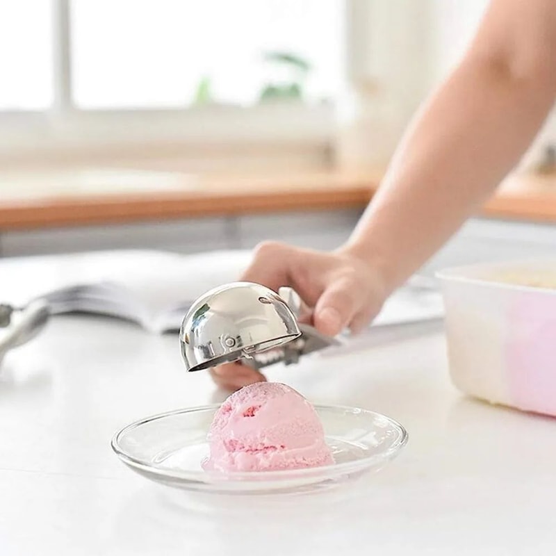 Stainless Steel Ice Cream Scoop With Spring Handle MultiPurpose Food Melon Baller Spoon 3