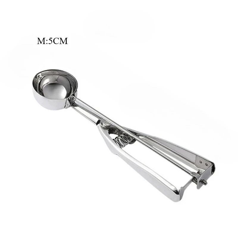 Stainless Steel Ice Cream Scoop With Spring Handle MultiPurpose Food Melon Baller Spoon 6