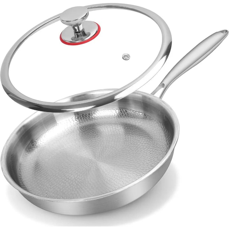 Titanium Alloy Frying Pan With Lid Uncoated NonStick Titanium Cookware For Everyday Cooking 0