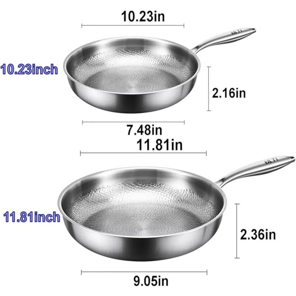 Titanium Alloy Frying Pan With Lid Uncoated NonStick Titanium Cookware For Everyday Cooking 2