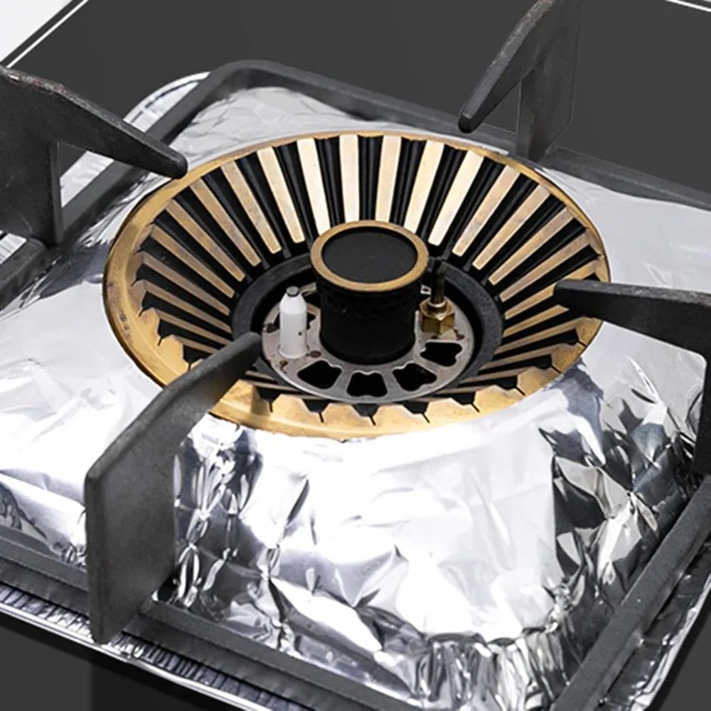 20Pack Aluminum Foil Gas Stove Burner Covers Disposable Stove Liners For Easy Cleanup 1