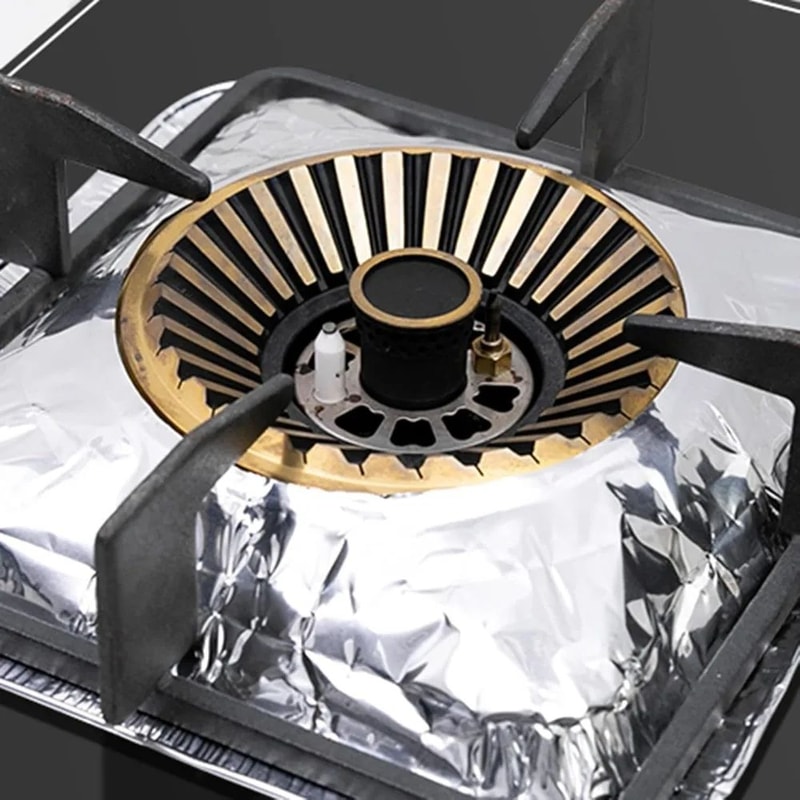 20Pack Aluminum Foil Gas Stove Burner Covers Disposable Stove Liners For Easy Cleanup 1