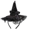 Gothic Halloween Witch Hat With Feathers Lace Elegant Witch Costume Accessory 0