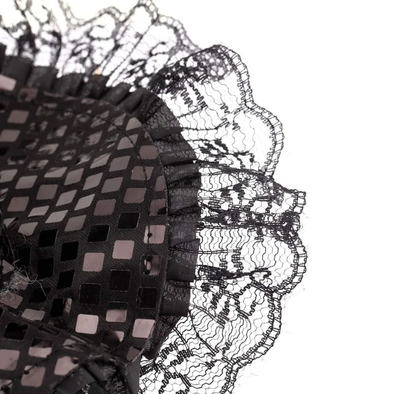 Gothic Halloween Witch Hat With Feathers Lace Elegant Witch Costume Accessory 3