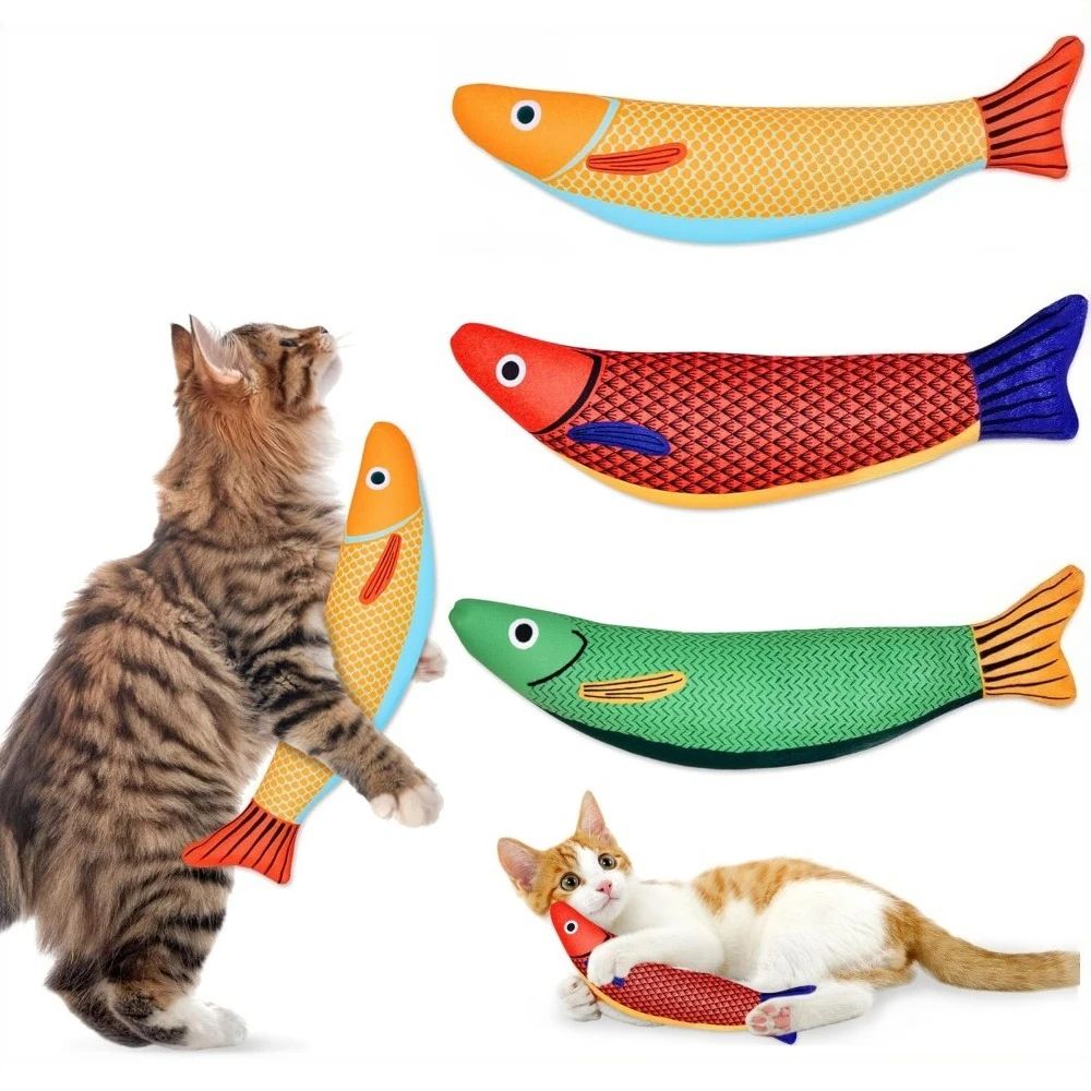 3Pack Catnip Fish Cat Toys Plush SauryShaped Interactive Toys For Kittens Indoor Cats 0