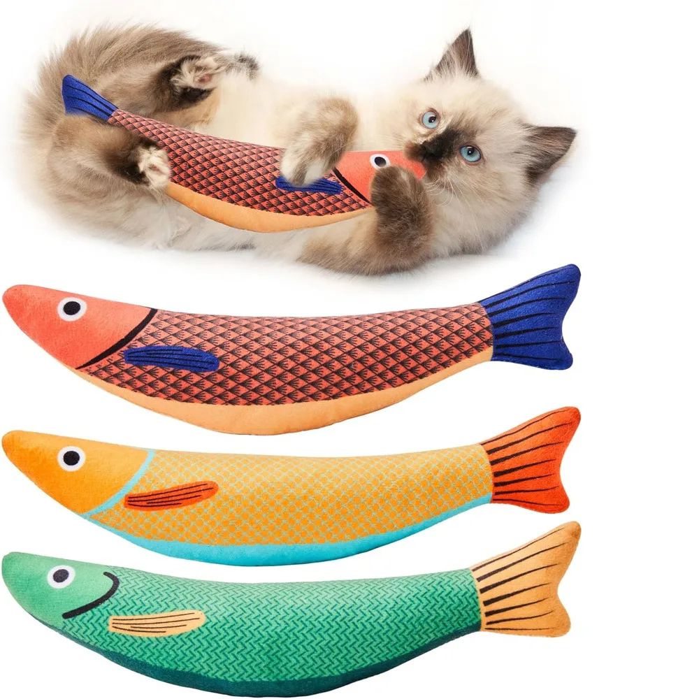 3Pack Catnip Fish Cat Toys Plush SauryShaped Interactive Toys For Kittens Indoor Cats 3
