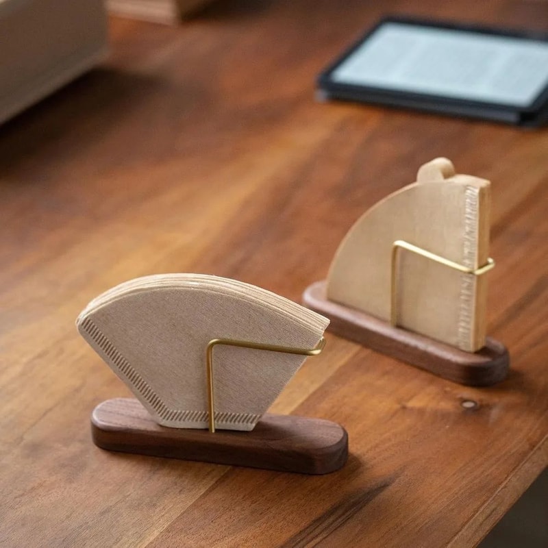 Wooden Coffee Filter Holder For V60 Vertical Cone Filter Storage Stand 2