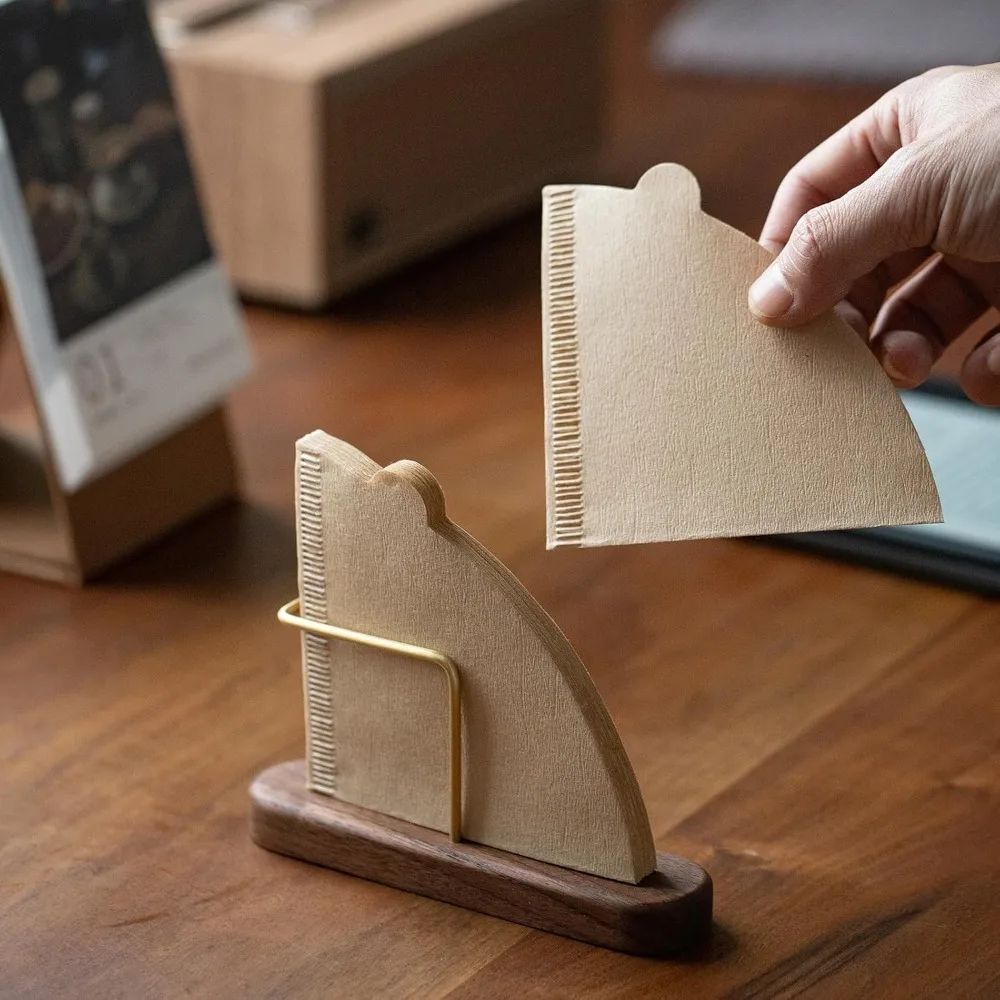 Wooden Coffee Filter Holder For V60 Vertical Cone Filter Storage Stand 3
