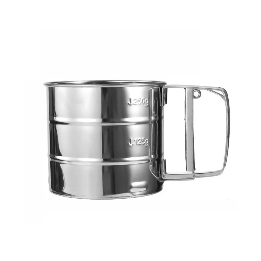 Stainless Steel Flour Sieve Cup Fine Mesh SemiAutomatic Baking Coffee Sifter 6