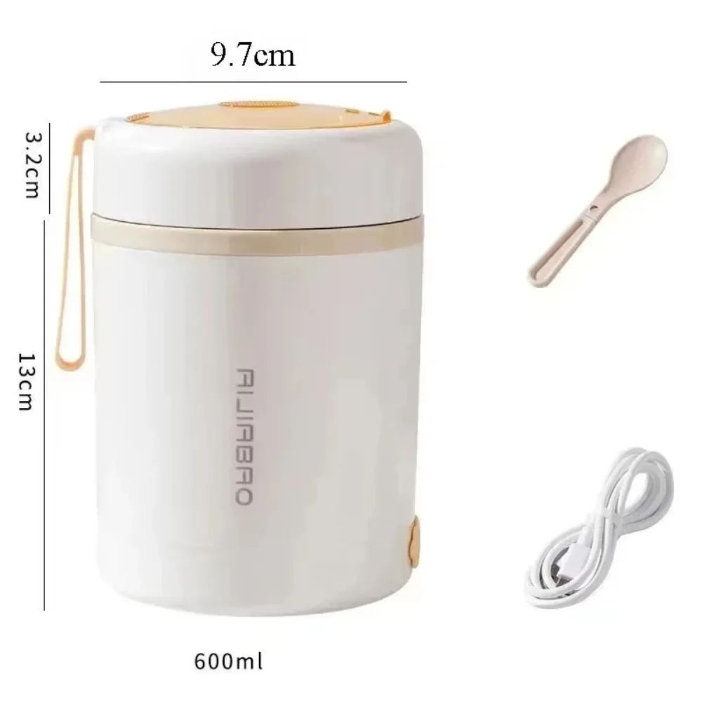 600ml Electric Heating Lunch Box USB Powered Portable Food Warmer With Stainless Steel Container 3