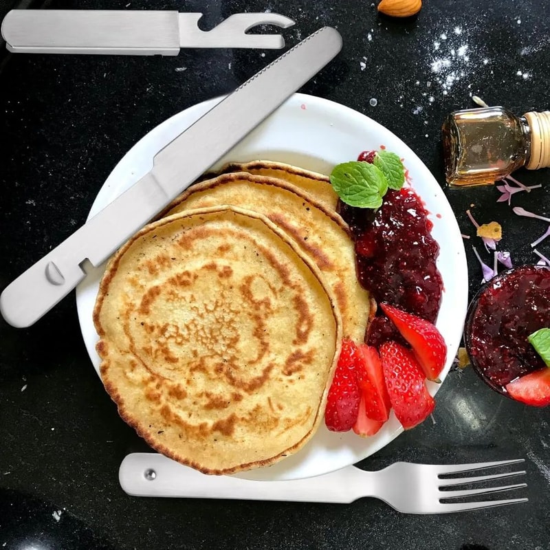 4Piece Stainless Steel Camping Cutlery Set Travel Knife Fork Spoon Bottle Opener 1