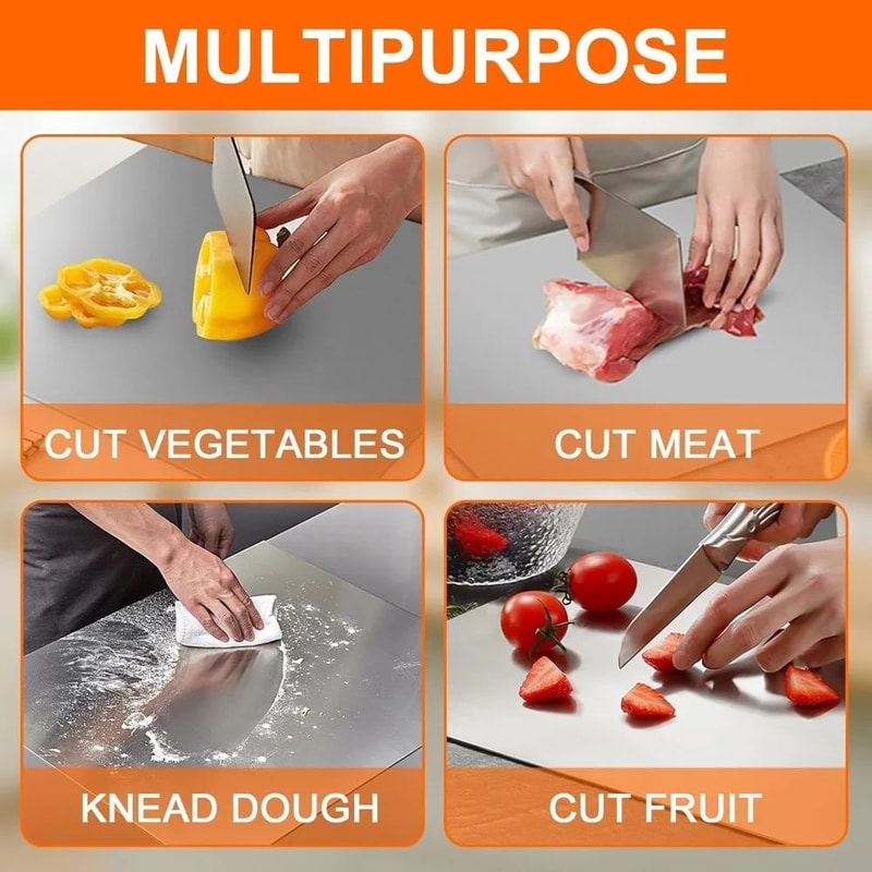 304 Stainless Steel Cutting Board Large Metal Cutting Board For Meat Vegetables Baking 4