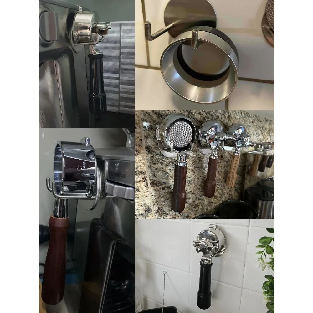 SelfAdhesive Bottomless Portafilter Wall Rack Coffee Portafilter Holder For 5158mm Espresso Tools 5