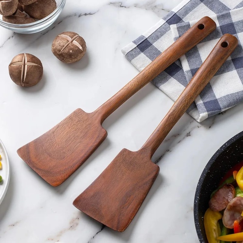 Natural Wooden Spatula For Nonstick Cookware Durable Wooden Cooking Spatula For Everyday Use 3