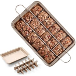 non-stick divided brownie baking pan – sectioned square tray for even, perfect portions