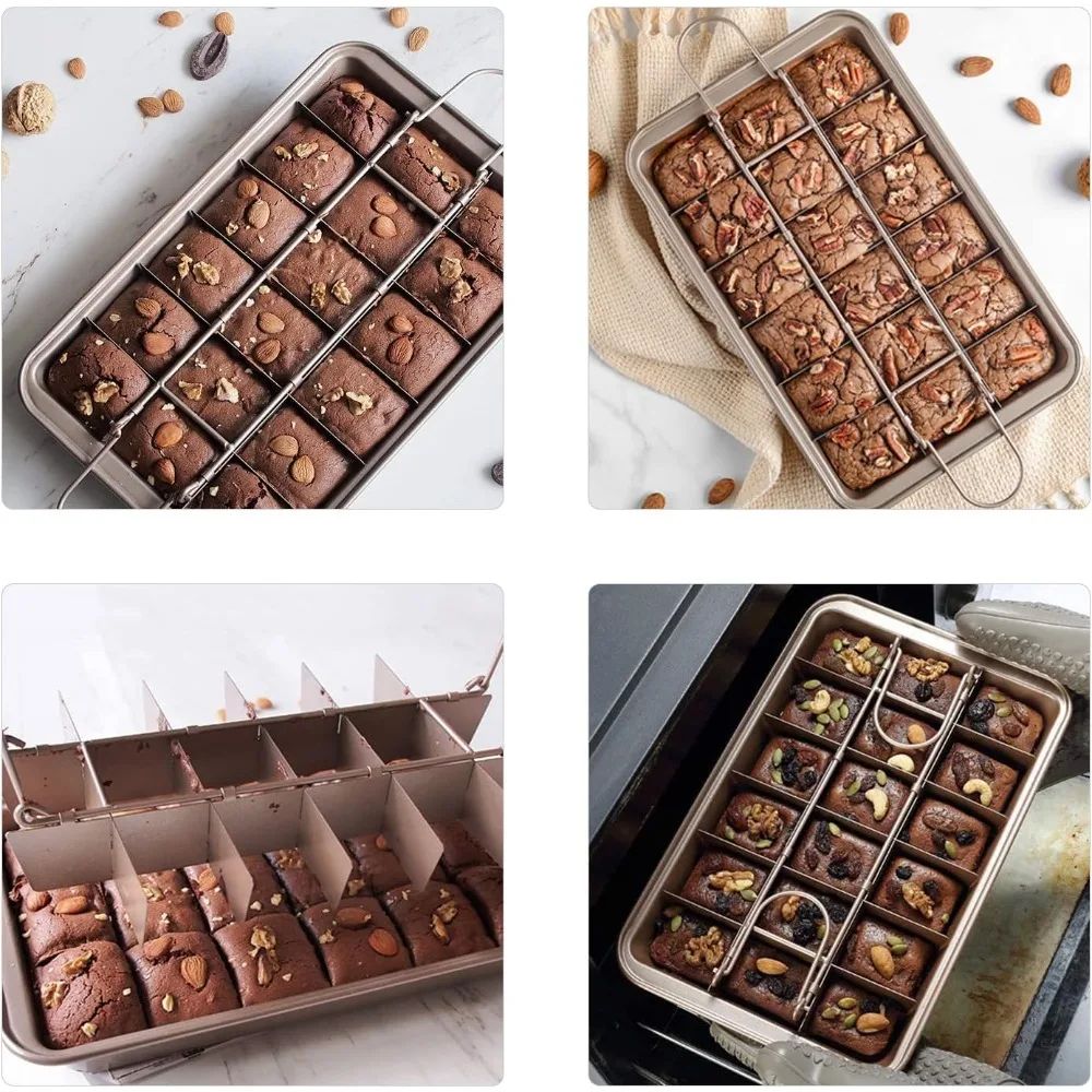 NonStick Divided Brownie Baking Pan Sectioned Square Tray For Even Perfect Portions 1