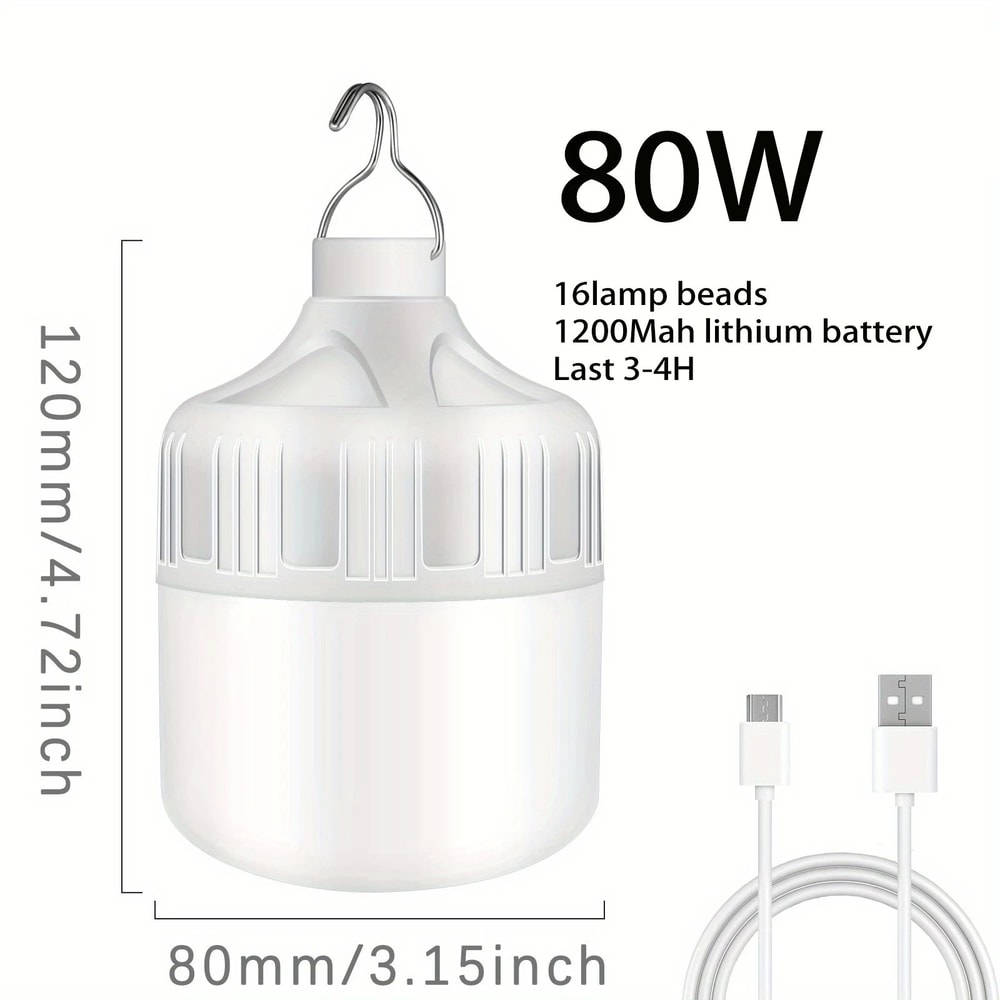 Super Bright USB Rechargeable LED Tent Light 5Mode Portable Camping Emergency Lantern 6