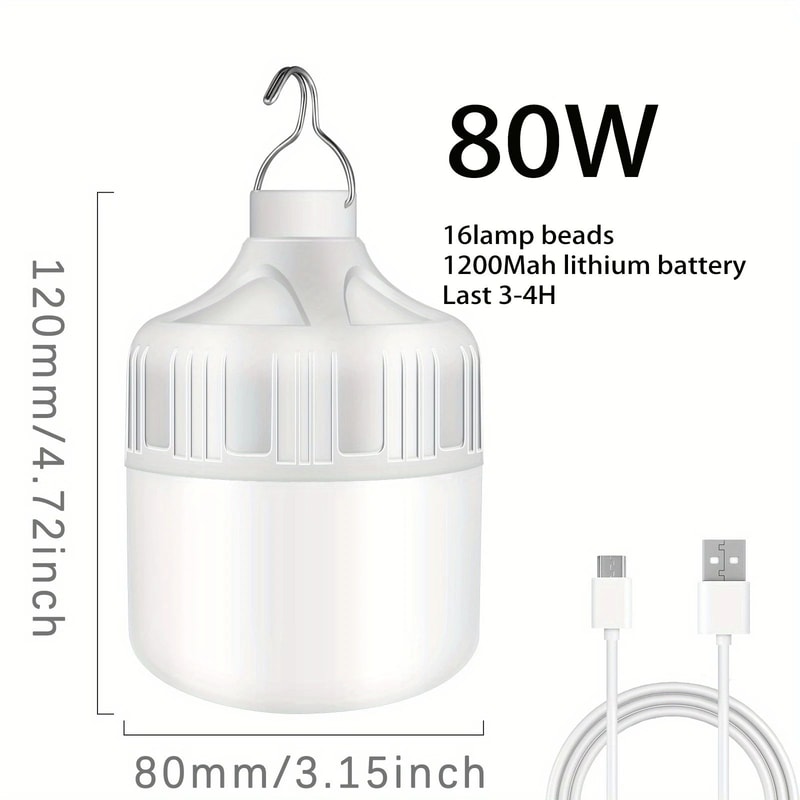 Super Bright USB Rechargeable LED Tent Light 5Mode Portable Camping Emergency Lantern 6