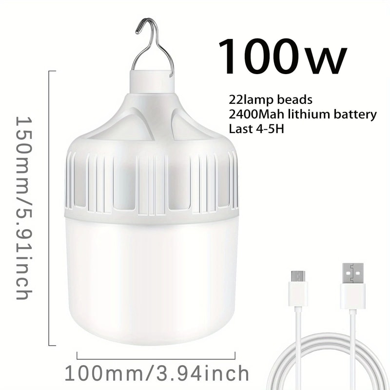 Super Bright USB Rechargeable LED Tent Light 5Mode Portable Camping Emergency Lantern 7