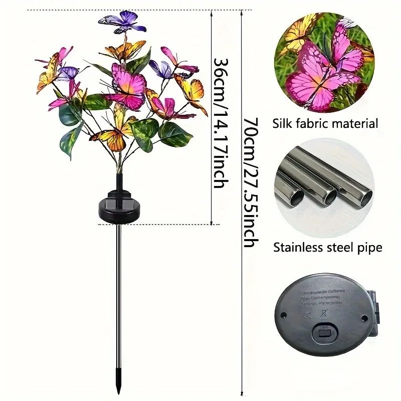 Solar Butterfly Tree Garden Light MultiColor Outdoor Solar Yard Patio Decor 5