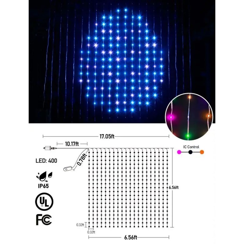 Smart 400 LED USB Curtain Lights With App Control Music Sync Colorful DIY LED Fairy Light Curtain 4