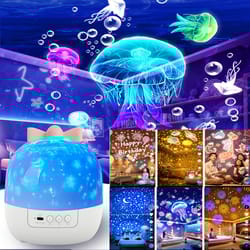 rotating star projector night light rechargeable bedroom lamp with film sheets for kids and home atmosphere
