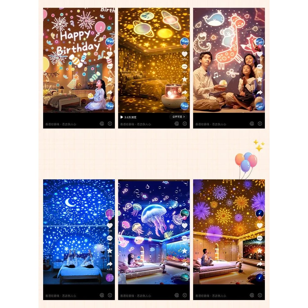 Rotating Star Projector Night Light Rechargeable Bedroom Lamp With Film Sheets For Kids And Home At 3