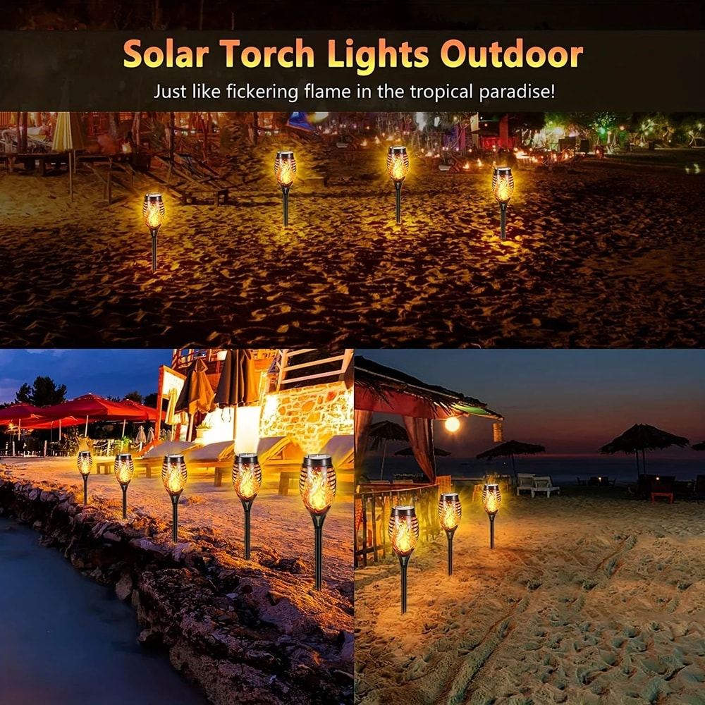 Solar Flame Torch Lights Outdoor Solar Flame Lights With Waterproof LED Flicker For Garden Yard 2