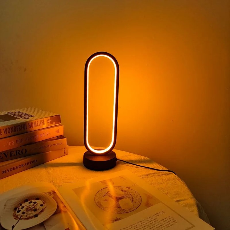 LED Ring Bedside Lamp Three Color Dimming Night Light For Bedroom Living Room Ambience 2