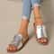 SunnyStride Summer SquareToe Cross Strap Flat Sandals Stylish Beach Casual Women Slides 5