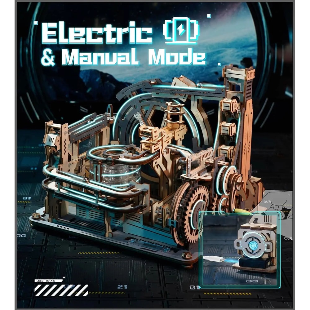 ROKR Marble Spaceport Electric 3D Wooden Puzzle Motorized Marble Run STEM Model Kit 2
