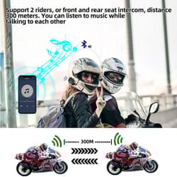 kebidumei bluetooth motorcycle intercom headset – 300m rider-to-rider communication with music sharing