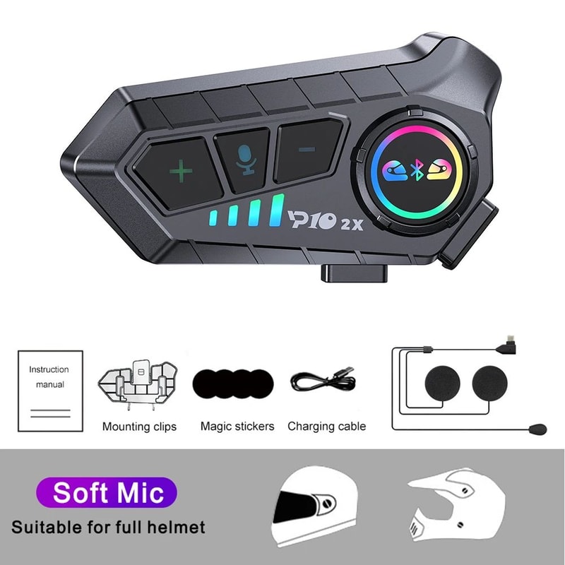 KEBIDUMEI Bluetooth Motorcycle Intercom Headset 300m RidertoRider Communication With Music Sharing 4