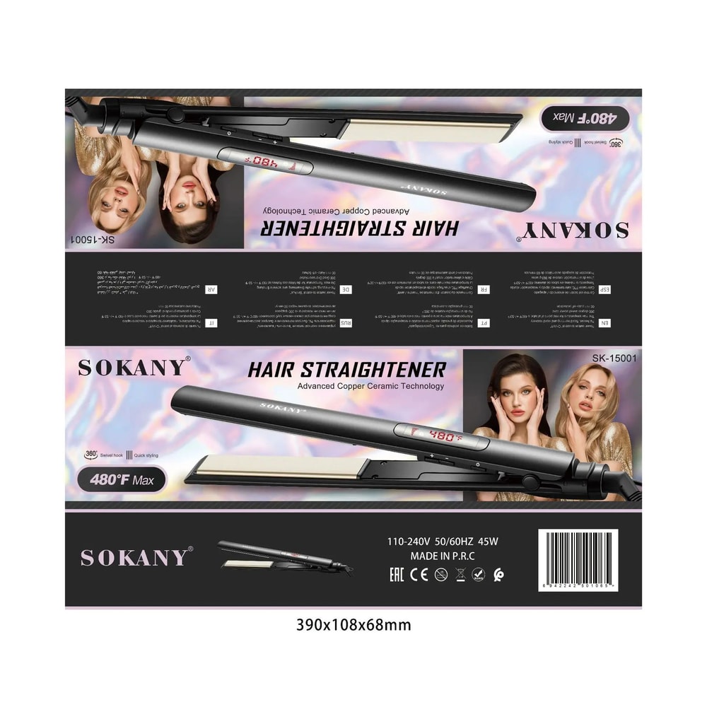 SOKANY LCD Hair Straightener Professional Hair Straightener With Adjustable Heat For Smooth Daily 1