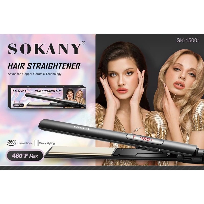 SOKANY LCD Hair Straightener Professional Hair Straightener With Adjustable Heat For Smooth Daily 3