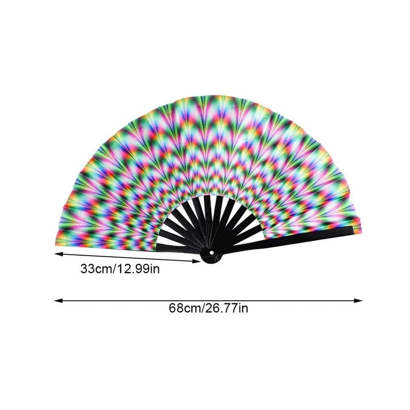 Foldable Rave Hand Fan Colorful Rave Fan With Reflective Gradient Design For Festivals Dance 5