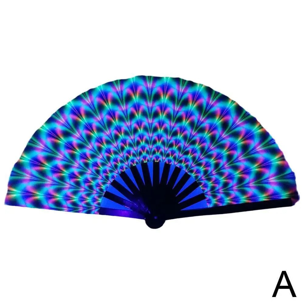 Foldable Rave Hand Fan Colorful Rave Fan With Reflective Gradient Design For Festivals Dance 6