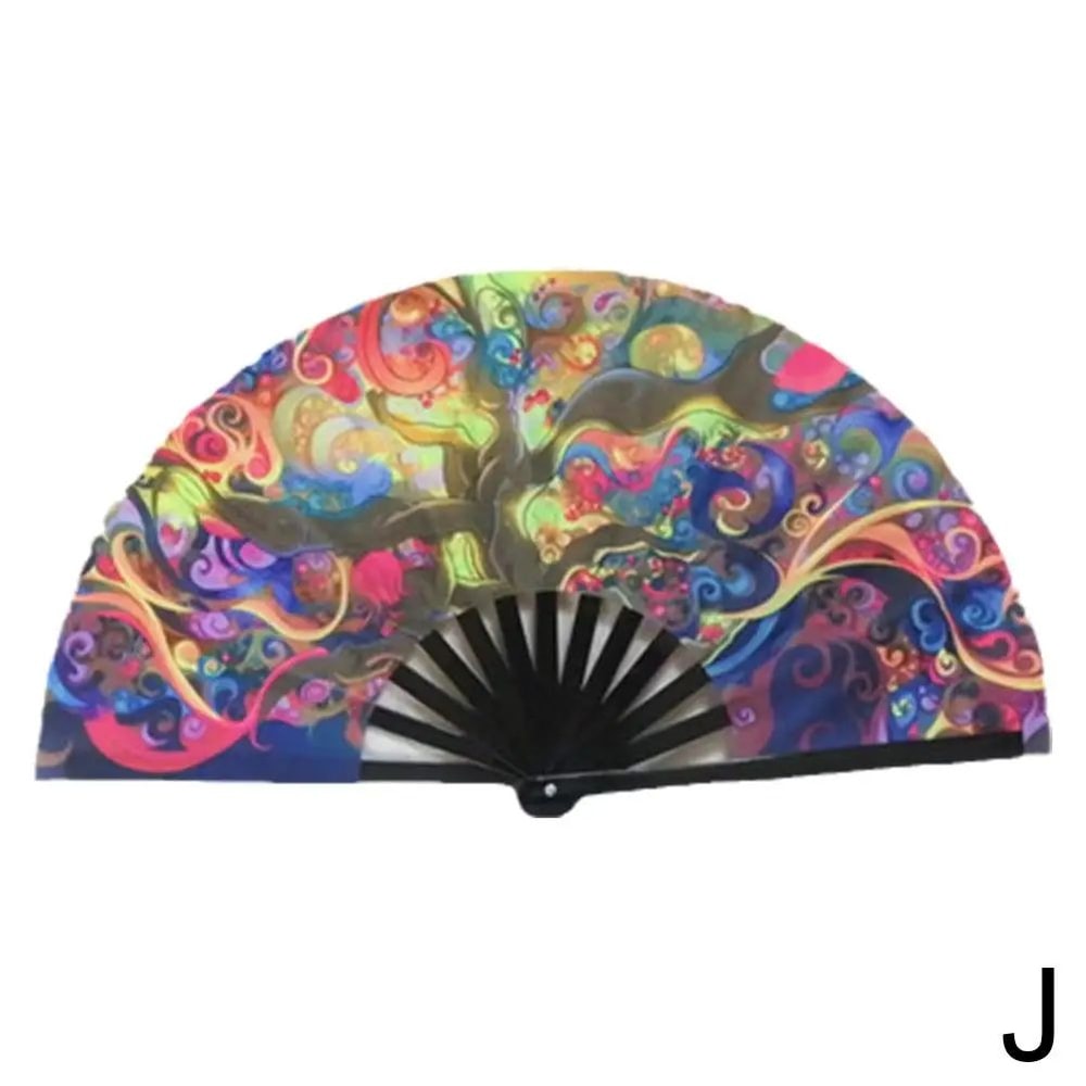 Foldable Rave Hand Fan Colorful Rave Fan With Reflective Gradient Design For Festivals Dance 15