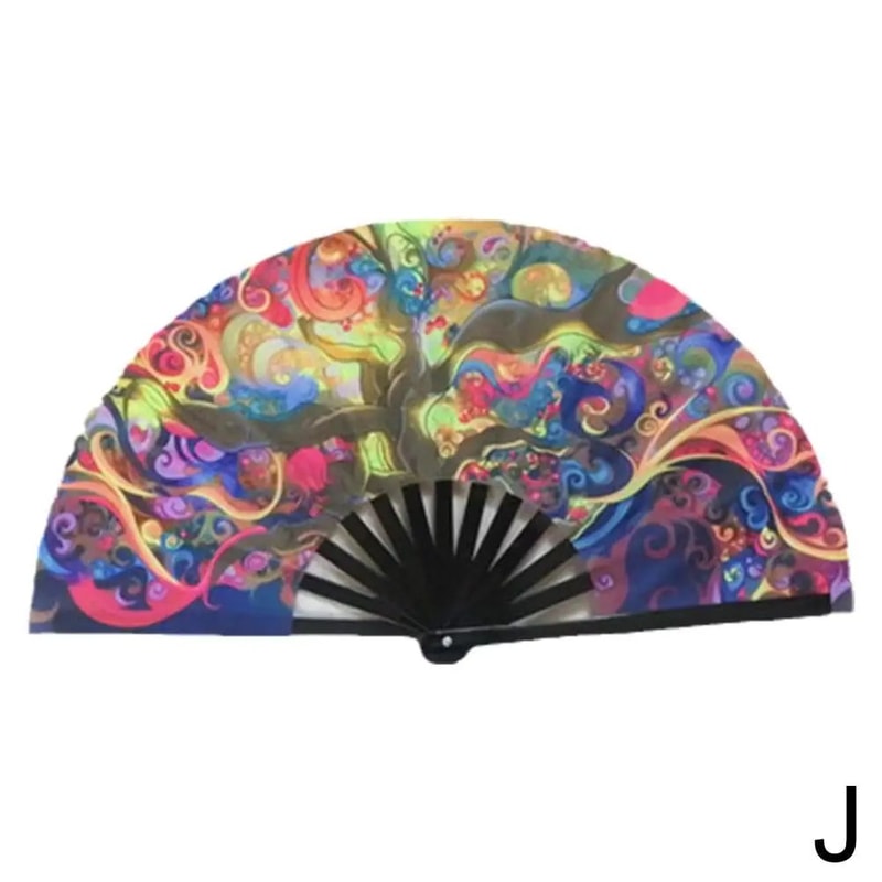 Foldable Rave Hand Fan Colorful Rave Fan With Reflective Gradient Design For Festivals Dance 15