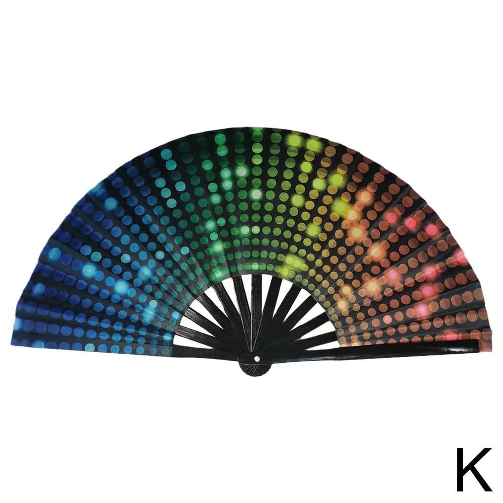 Foldable Rave Hand Fan Colorful Rave Fan With Reflective Gradient Design For Festivals Dance 16
