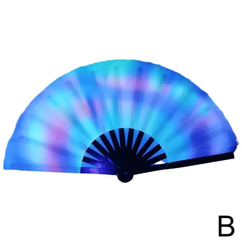 Foldable Rave Hand Fan Colorful Rave Fan With Reflective Gradient Design For Festivals Dance 7