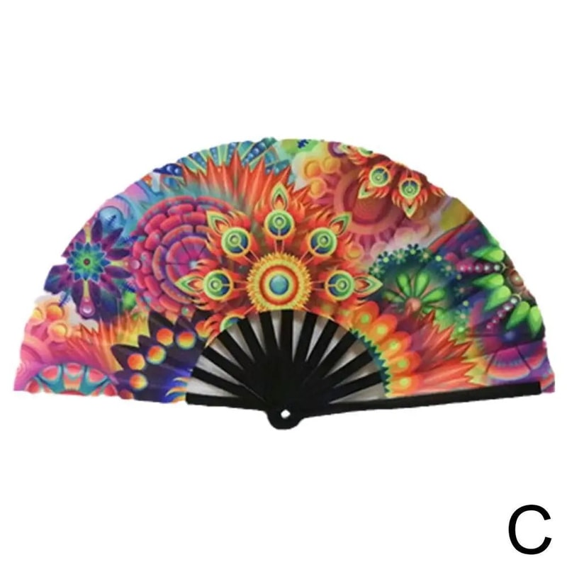 Foldable Rave Hand Fan Colorful Rave Fan With Reflective Gradient Design For Festivals Dance 8