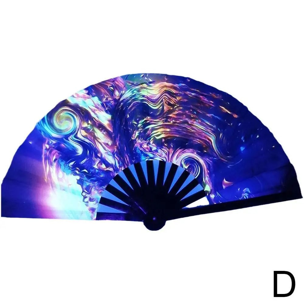 Foldable Rave Hand Fan Colorful Rave Fan With Reflective Gradient Design For Festivals Dance 9
