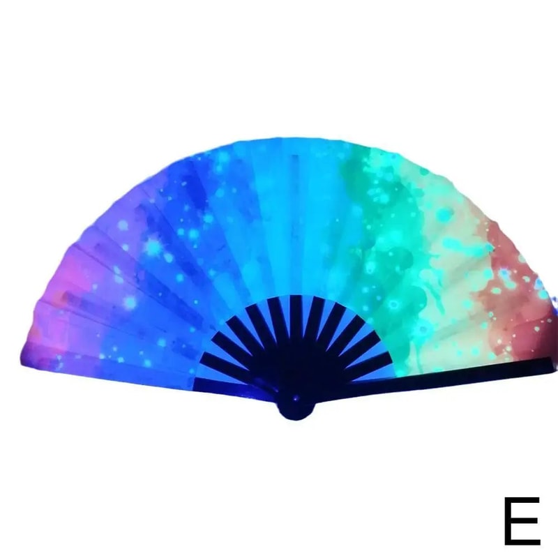 Foldable Rave Hand Fan Colorful Rave Fan With Reflective Gradient Design For Festivals Dance 10