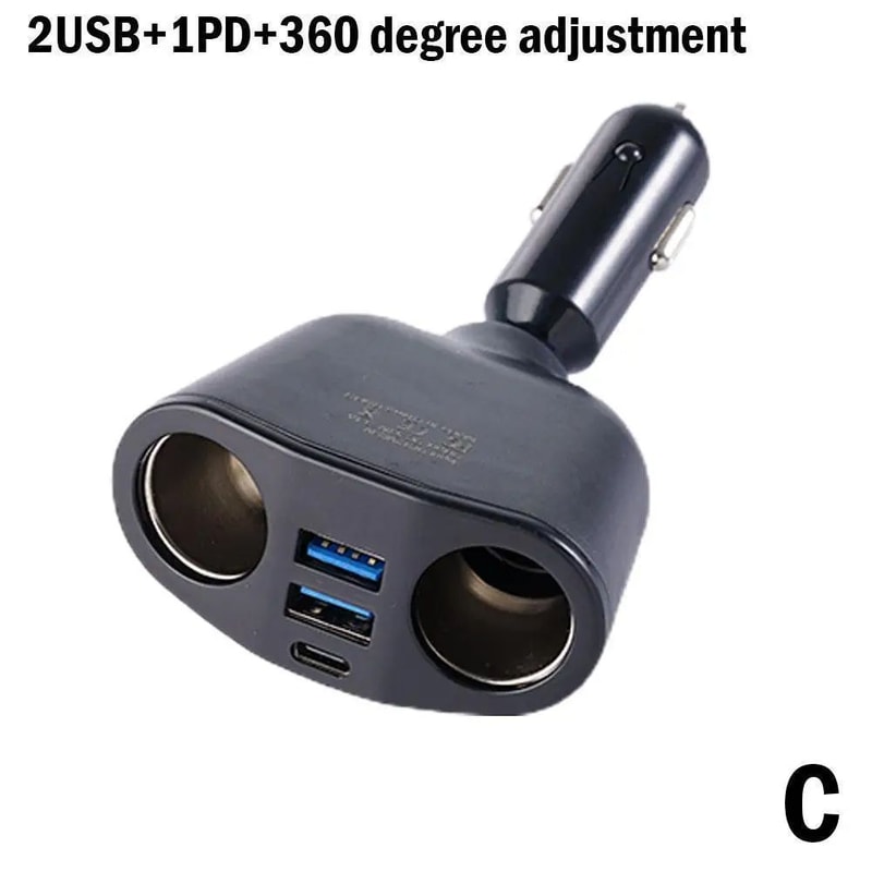 120W Fast Charging Car Charger Dual USB TypeC QC30 Adapter With LED Voltage Display 6