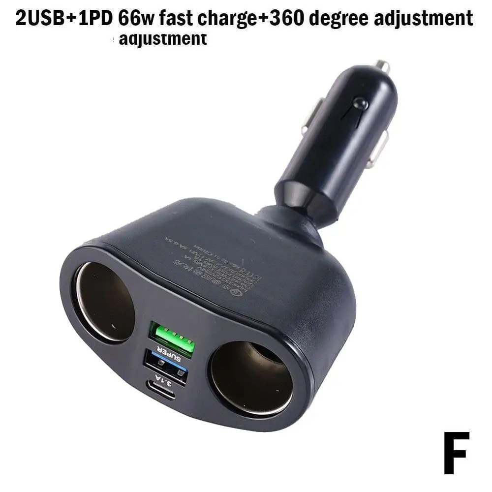120W Fast Charging Car Charger Dual USB TypeC QC30 Adapter With LED Voltage Display 9